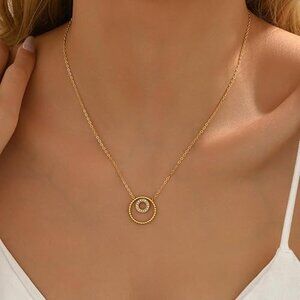 Neiman Marcus 18K Gold Plated CZ Infinity Circle Knot Necklace